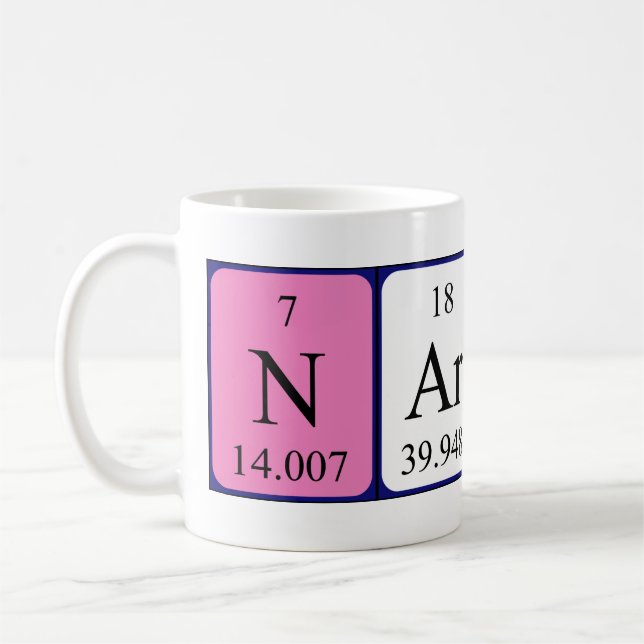 Taza De Café Nario nombre de tabla periódica mug (Izquierda)