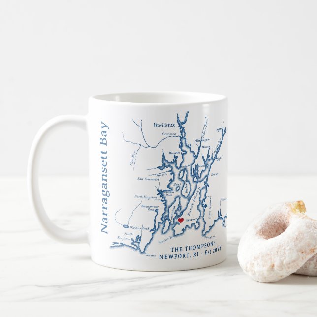 Taza De Café Narragansett Bay Newport RI Gift (Con donut)
