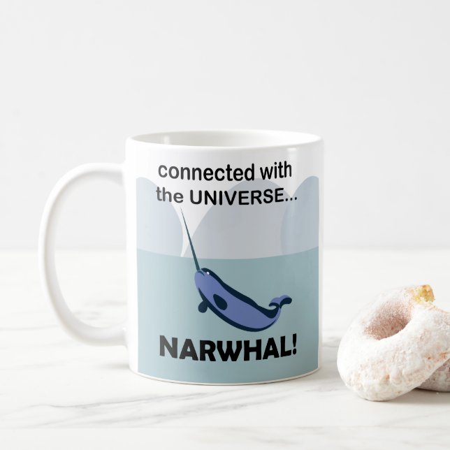 Taza De Café Narwhal Conectado Con El Narwhal Universo (Con donut)