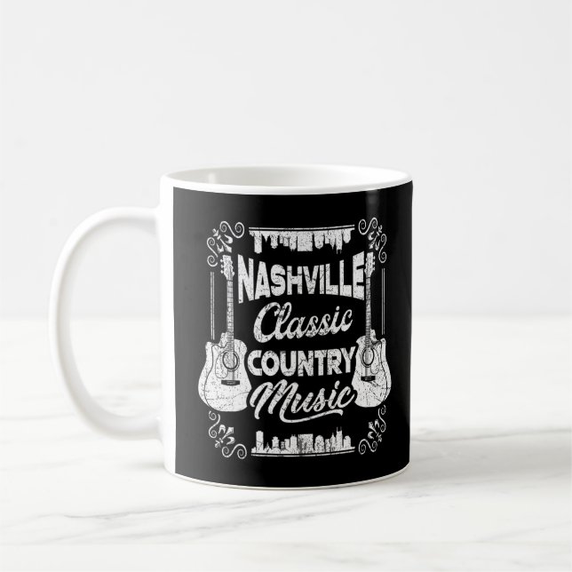 Taza De Café Nashville Classic Country Music Tennessee Guitar P (Izquierda)