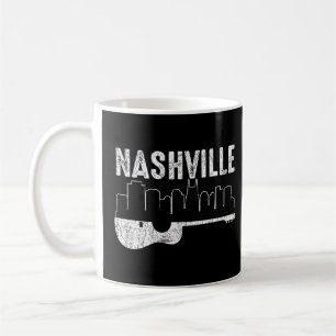 Taza De Café Nashville Skyline Tennessee Country Music Guitar P