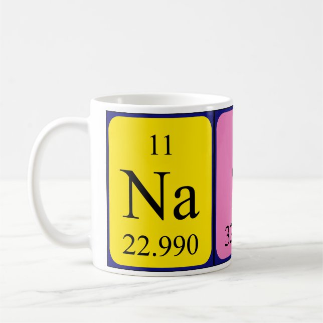 Taza De Café Nasir nombre de tabla periódica mug (Izquierda)