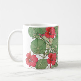 Taza De Café Nasturtios rojos | Litografía antigua 1896
