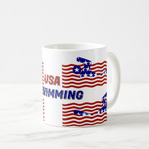 Taza De Café Natación Patriótica de EE. UU.