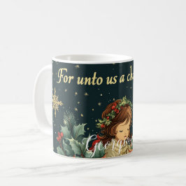 Taza De Café Natividad bíblica personalizada niño y verso