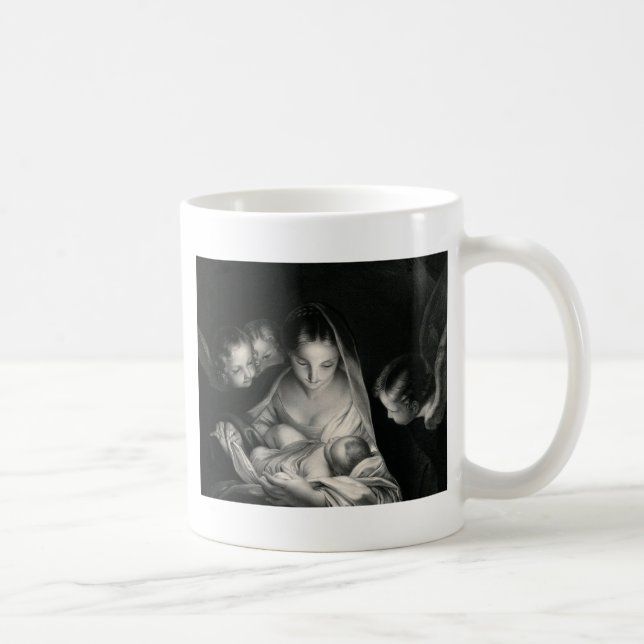 Taza De Café Natividad Niño Jesús Virgen María Angelo Blanco Ne (Derecha)