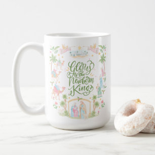 Taza De Café Natividad Pastel   Gloria al Rey Recién Nacido