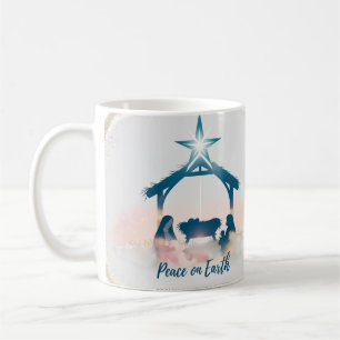 Taza De Café Natividad Surrealista Paz en la Tierra Minimalista