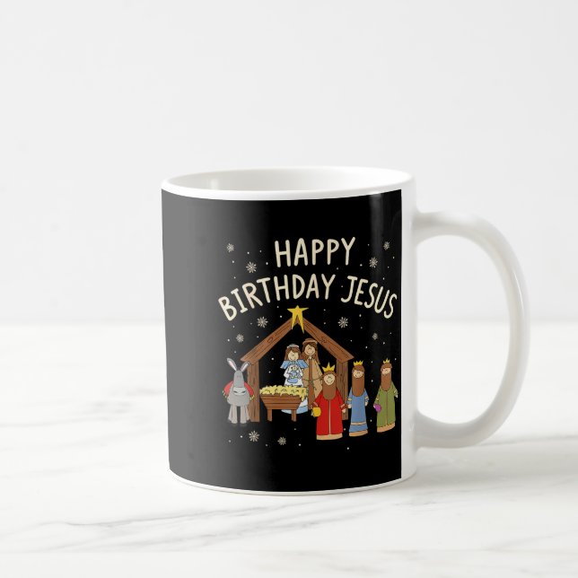 Taza De Café Nativity Happy Birthday Jesus Christmas Christian  (Derecha)