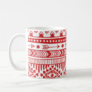 Taza De Café Nativo Americano: Doodle de tinta roja.