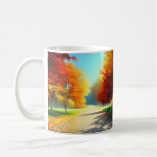 Taza De Café Naturaleza Árboles otoñales en el bosque