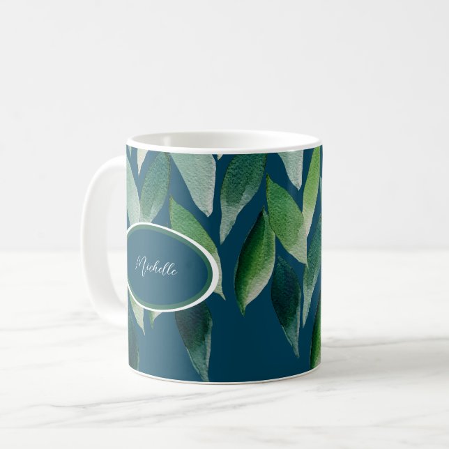 Taza De Café Naturaleza bohemiana verde moderna (Anverso izquierdo)