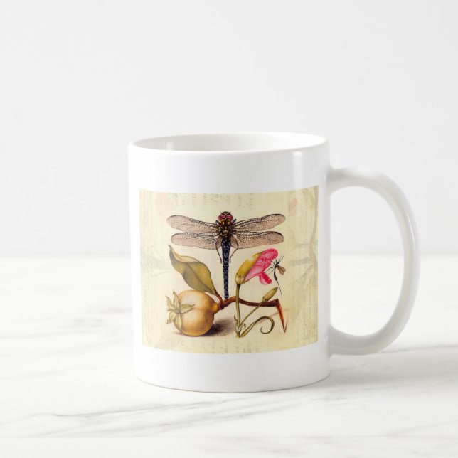 Taza De Café Naturaleza botánica de la libélula (Derecha)