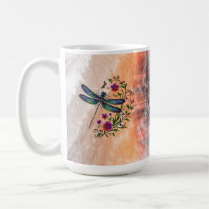 Taza De Café Naturaleza Colorida Libélula Vibrante Arte Floral 