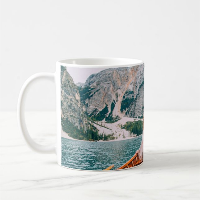 Taza De Café Naturaleza del lago alpino de Silhouette (Izquierda)