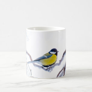 Taza De Café Naturaleza encaramada pájaro de Frost de la nieve