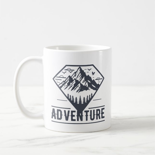 Taza De Café Naturaleza geométrica moderna Aventura de las mont (Izquierda)