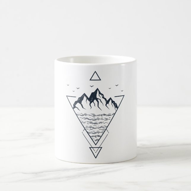Taza De Café Naturaleza geométrica moderna Montañas Hipster (Centro)