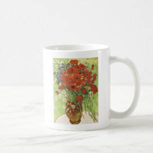 Taza De Café Naturaleza muerta - Amapolas rojas y margaritas