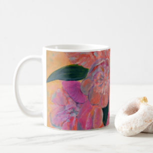 Taza De Café Naturaleza muerta con pintura de peonías