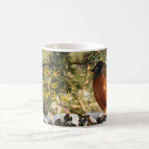 Taza De Café Naturaleza Rojo Pechuga Robin Foto Pájaro Tempran