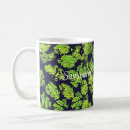 Taza De Café Naturaleza verde Hoja de pintura acrílica