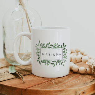 Taza De Café Naturalmente Joyful Personalized Watercolor Botáni
