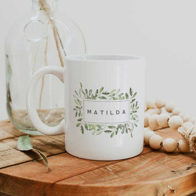 Taza De Café Naturalmente Joyful Personalized Watercolor Botáni (Subido por el creador)