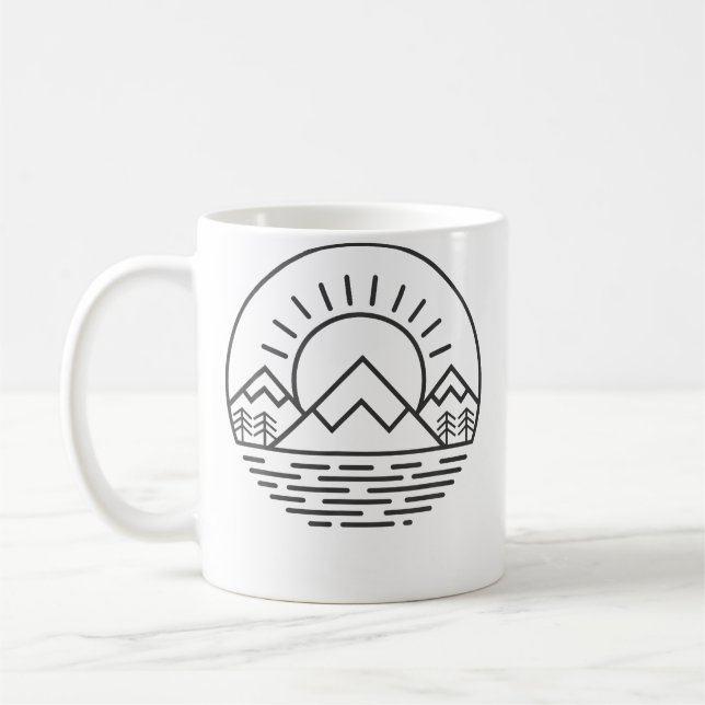 Taza De Café Nature Minimalist Mountains Camping Hiking (Izquierda)