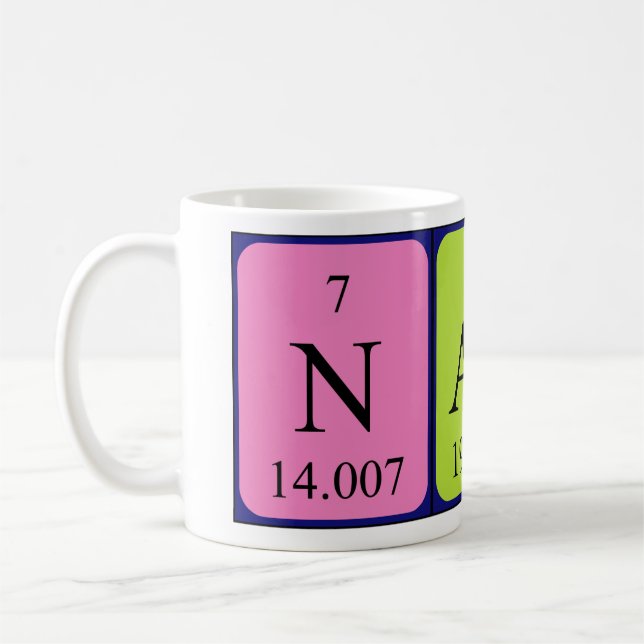 Taza De Café Naud nombre de tabla periódica mug (Izquierda)