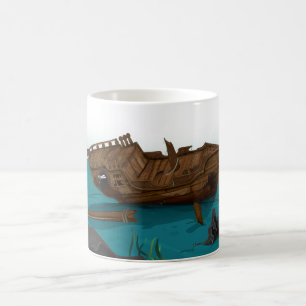 Taza De Café Naufragio bajo el agua