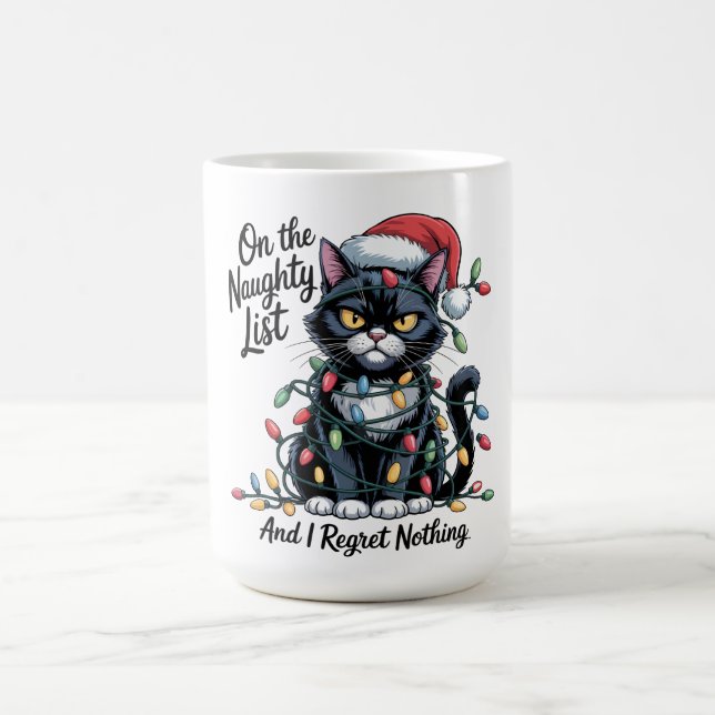 Taza De Café Naughty Cat Christmas Mug – Funny Santa Hat  (Centro)