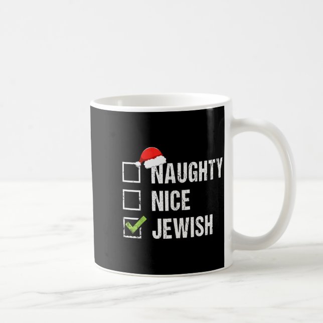 Taza De Café Naughty Nice Jewish Shirt Santa Jew Christmas Gift (Derecha)