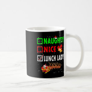 Taza De Café Naughty Nice Lunch Lady Navidades divertidos Santa