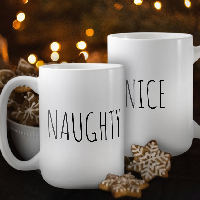 Taza De Café ‘NAUGHTY or NICE’ Customizable Word Chic Modern  (Subido por el creador)