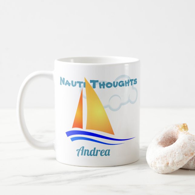 Taza De Café Nauti Thoughts Nautical (Con donut)