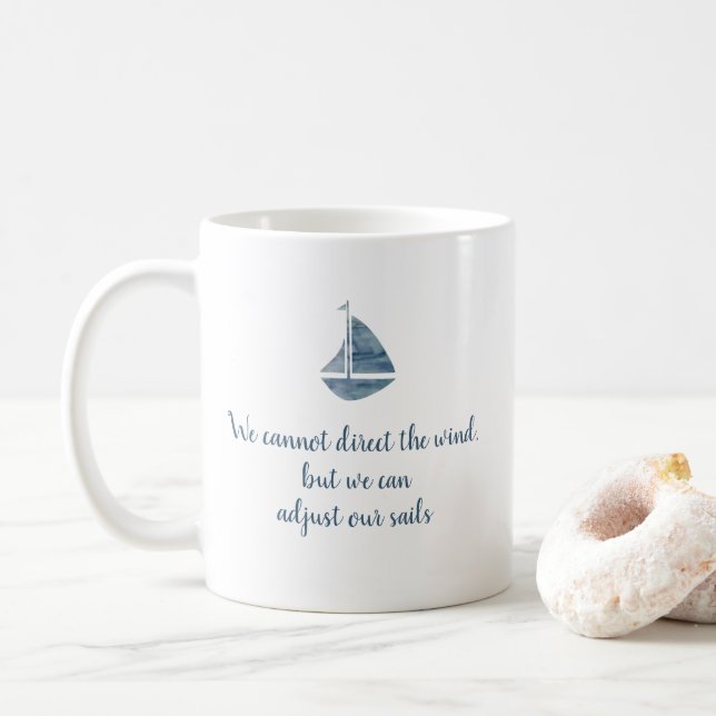 Taza De Café Náutica azul ajuste de velas Náuticas (Con donut)