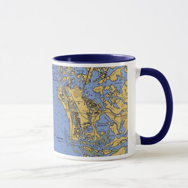 Taza de café náutica de la carta de la isla de (Derecha)