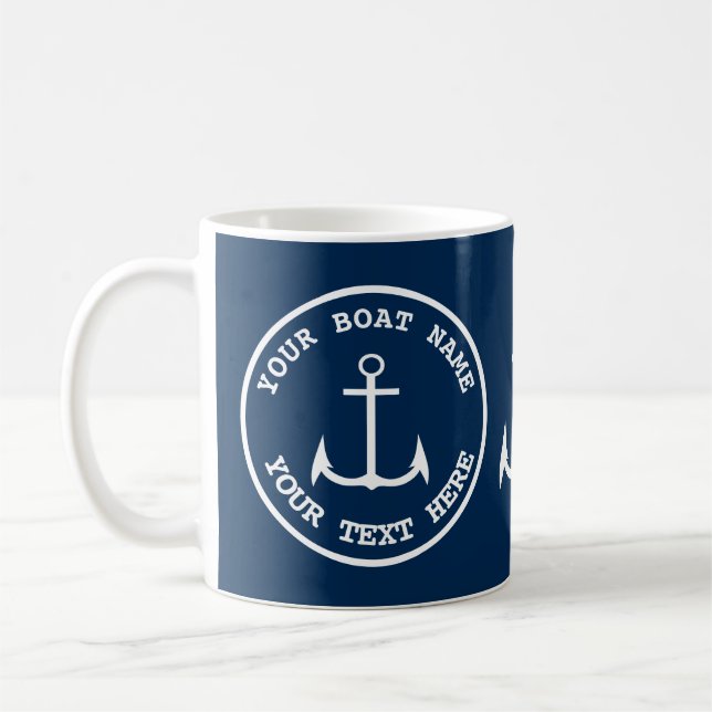 Taza De Café Nautical Anchor Personalizado Naval (Izquierda)