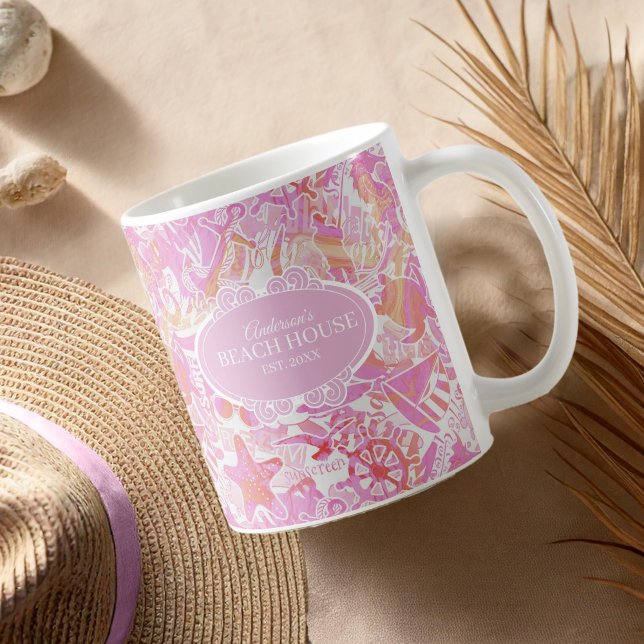 Taza De Café Nautical Beach Collage Hot Pink ID840 (Subido por el creador)