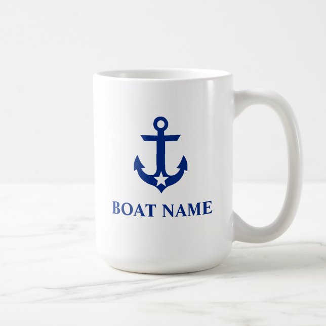 Taza De Café Nautical Bote Name Anchor Star Large (Derecha)