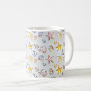 Taza De Café Nautical Ocean Beach Starfish Seashell Pastel