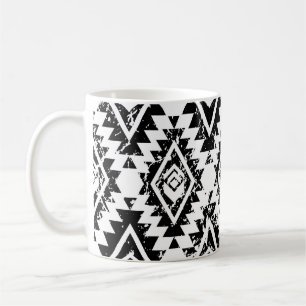 Taza De Café Navajo tribal: geométrico blanco negro.