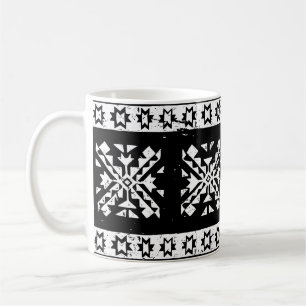 Taza De Café Navajo tribal, patrón verde blanco negro.