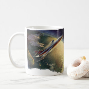 Taza De Café Nave espacial de ciencia ficción vintage Avión Tie