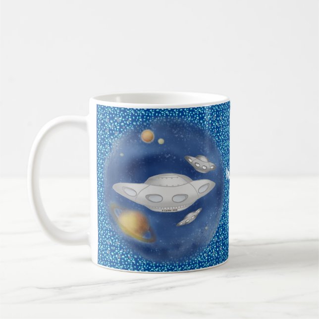 Taza De Café Nave Espacial Gris Alien (Izquierda)