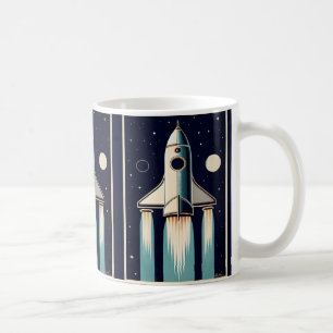 Taza De Café Nave Espacial Retro de la Era Espacial Años 50