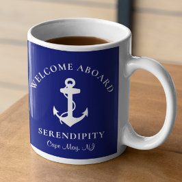 Taza De Café Navía azul de anclaje de barco personalizada