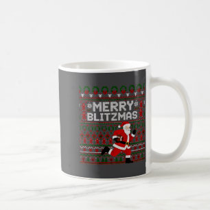 Taza De Café Navidad Alegre Blitzmas Santa Fútbol Sudadera Fea