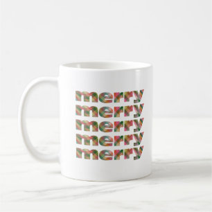 Taza De Café Navidad Alegre Cuadro Rojo Verde Única